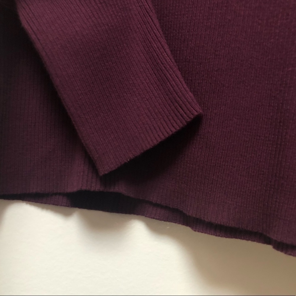 Casual Corner Annex Burgundy Ribbed Cowl Neck Sweater Foldover Collar Large - Picture 10 of 11